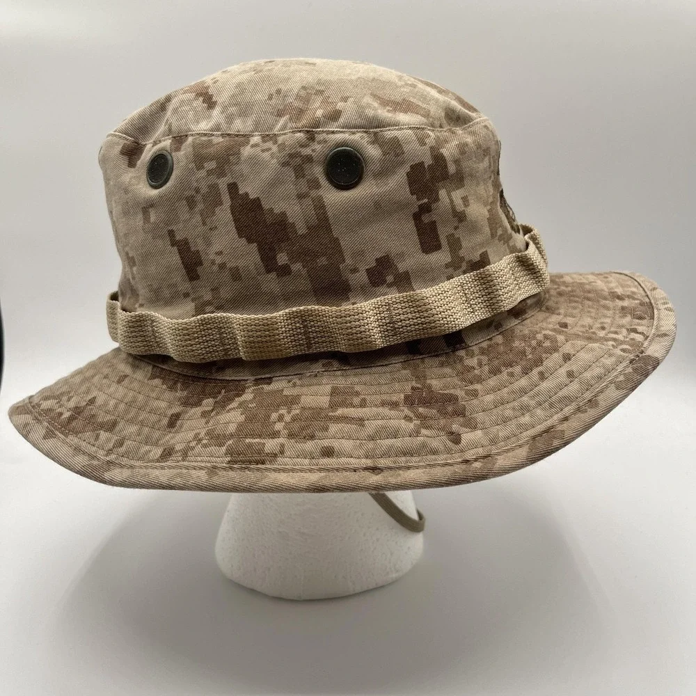 USMC Marine Corps MARPAT Desert Boonie Hat Small SEKRI Camo Wide Brim Chin Strap - Picture 6 of 9